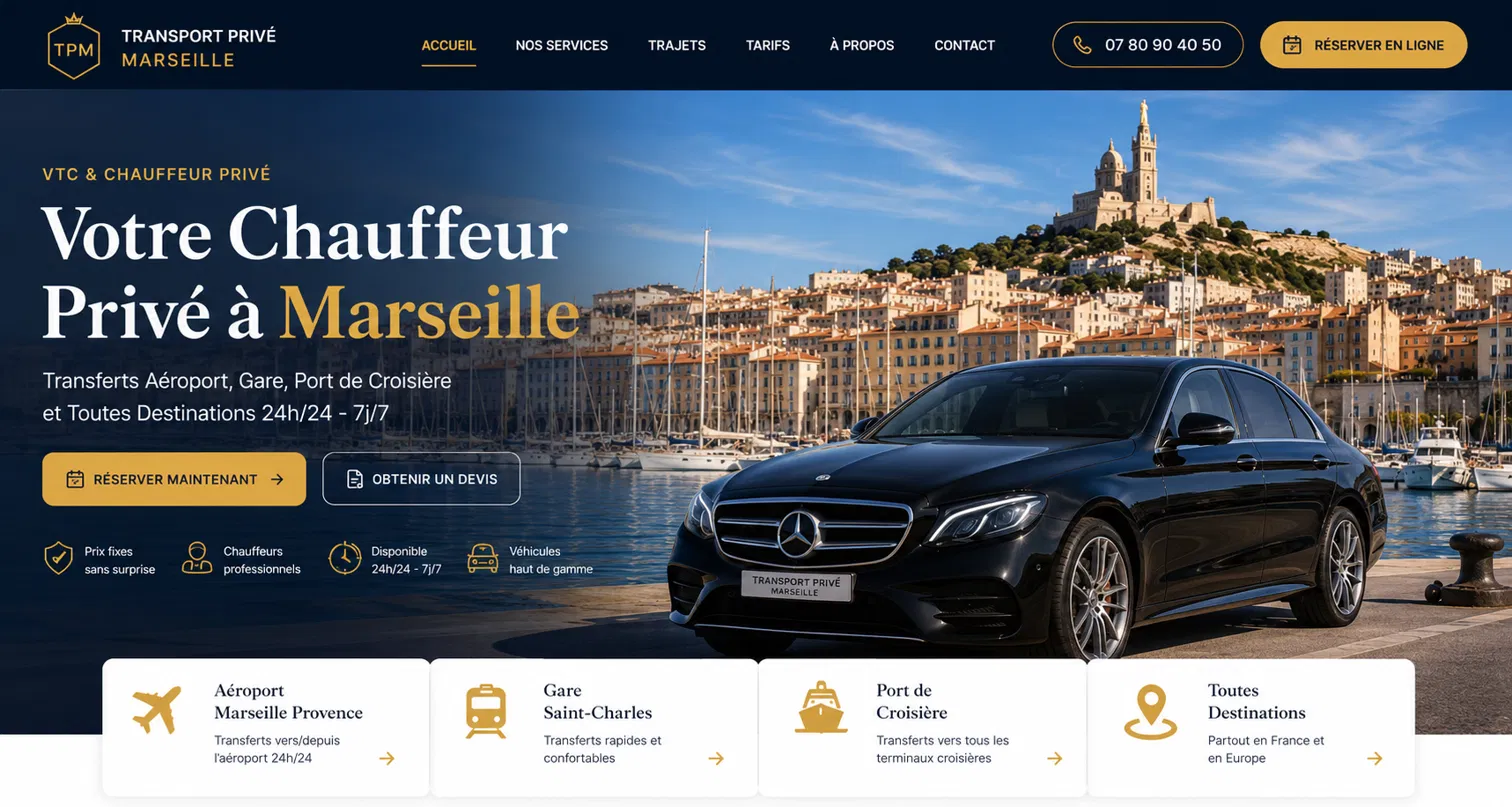 Site VTC réalisé à Marseille